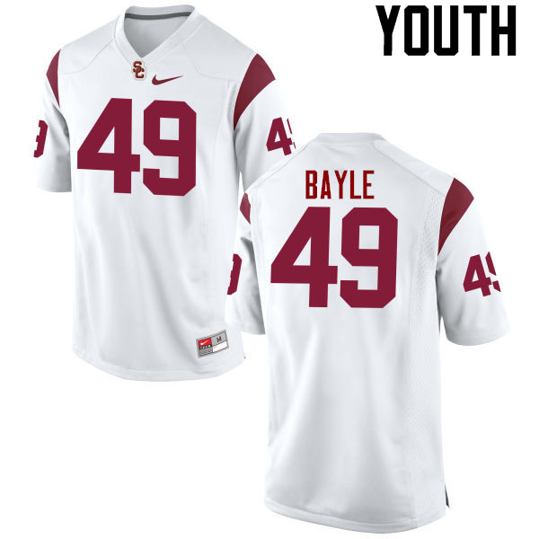 Youth #49 Matt Bayle USC Trojans College Football Jerseys-White
